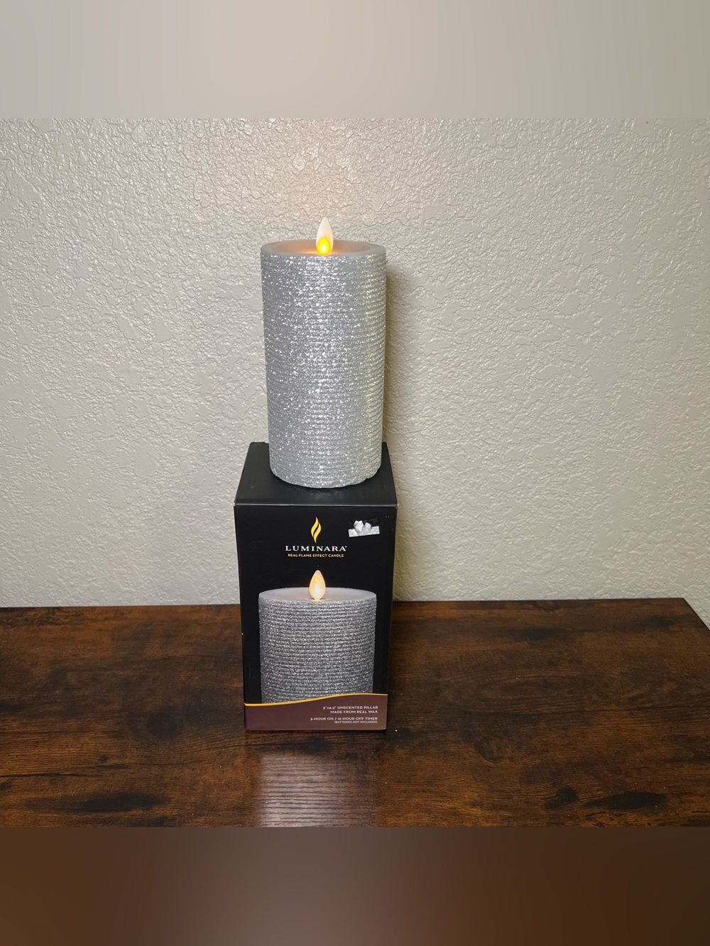 LUMINARA Real Flame Effect Candle Pillar 3x6.5" NIB OPEN BOX